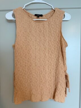 Lulus Bizzy Peach Textured Side-tie Tank Top Orange - Size L
